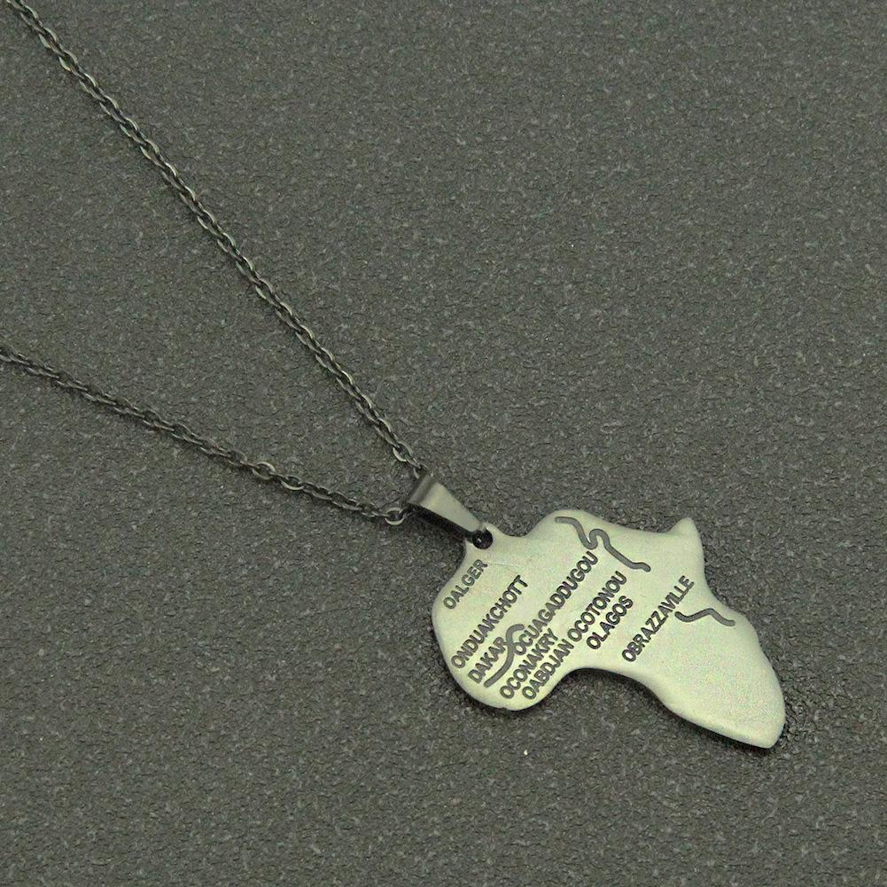 Stainless Steel Gold African Map Pendant Necklace Jewelry