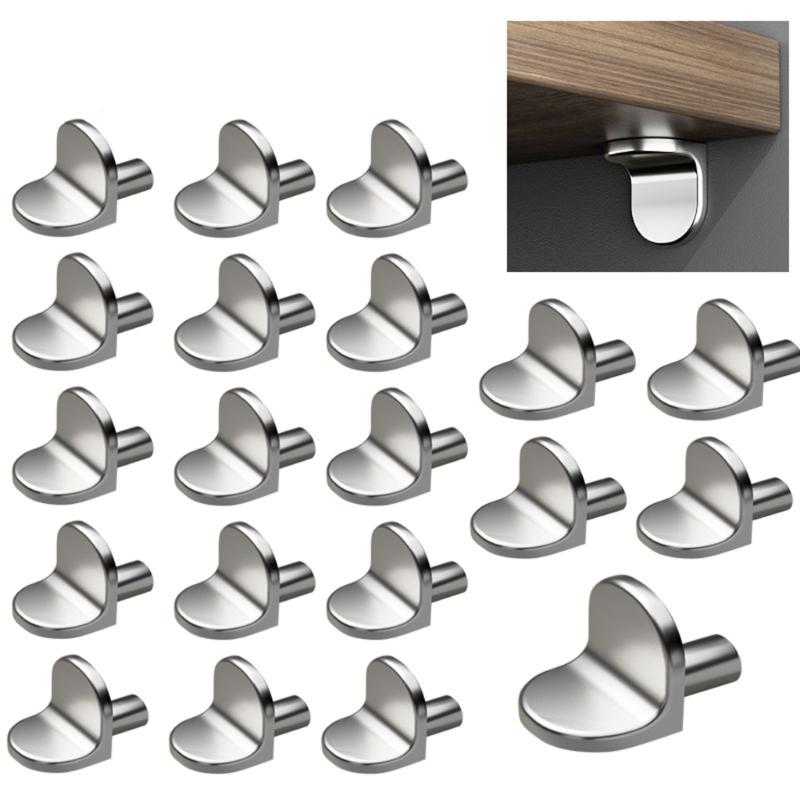 Set of 20 Multipurpose Sturdy Alloy Furniture Shelf Pegs Convenient Accessory for Wood and Glass Shelves Daily Use