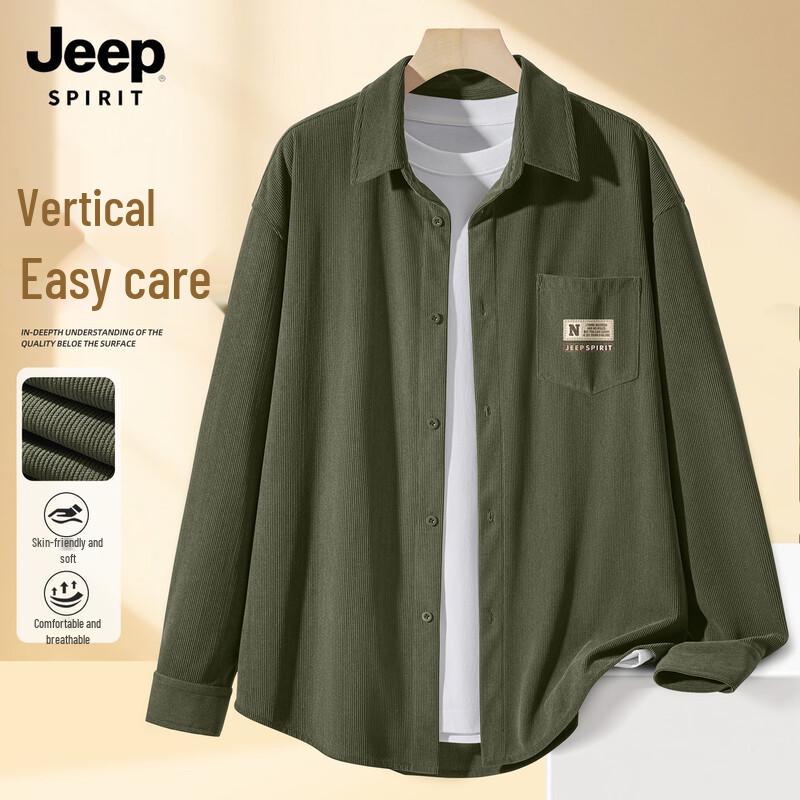 JEEP SPIRIT 2025 Men s Loose Fit Corduroy Long Sleeve Shirt L