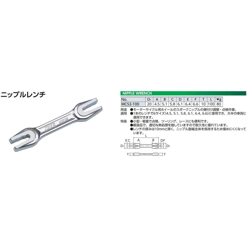 Kyoto Machinery Tools Nipple Wrench (KTC) MCS2-100