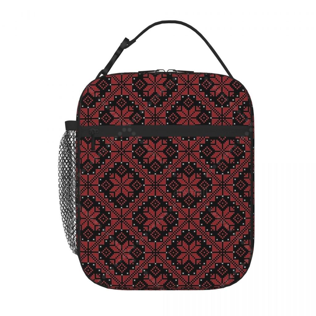 Palestinian Tatreez Lunch Bag Reusable Portable Cooler Thermal Lunch Box Oxford Bento Tote Bag for Work Travel Picnic