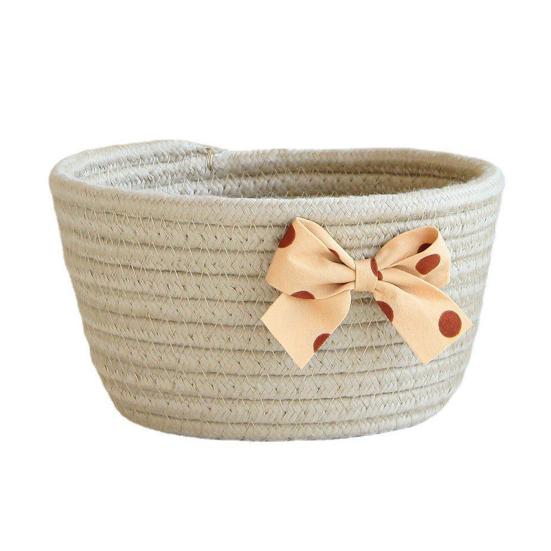 Panier de rangement multifonctionnel en corde de coton tissé, panier d'articles divers délicats faits à la main pour la maison