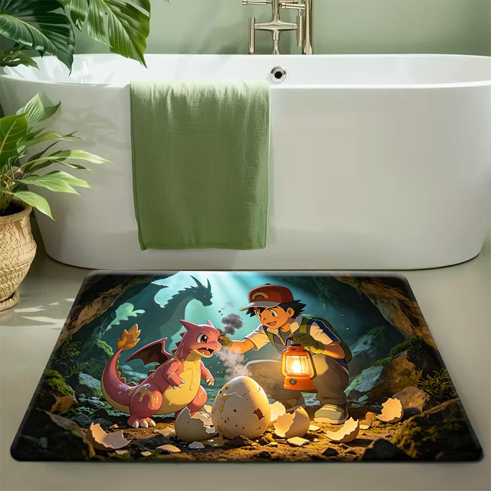 Ash Ketchum & Neon Bulbasaur Forest Print Non-Slip Doormat Soft Floor Mat 40x60cm