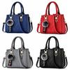 Korea Leather Women Handbag with Keychain Open Pocket Shoulder Bag Large Capacity Casual Messenger Bag Lady