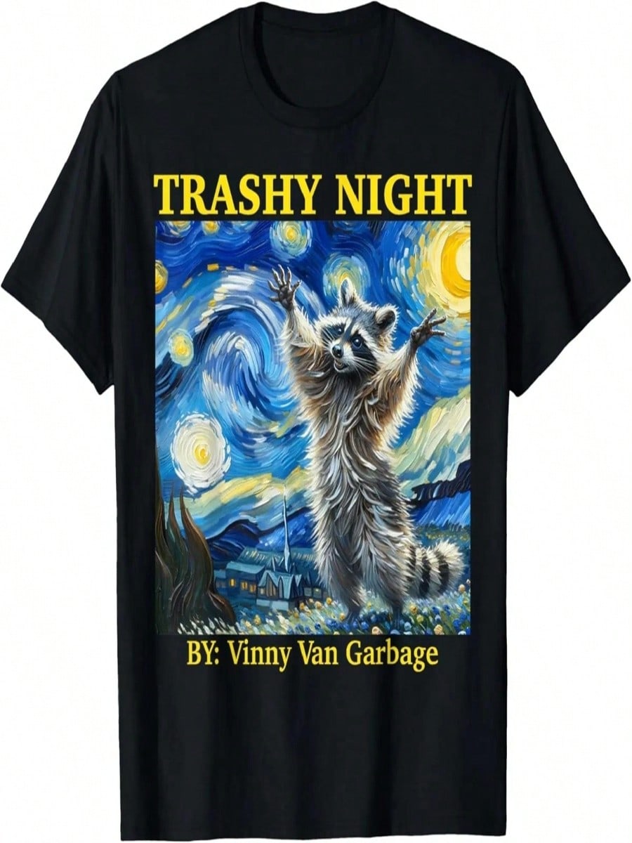 Raccoon Starry Night Van Gogh Racoon Gifts For Men, Women T-Shirt S разноцветный