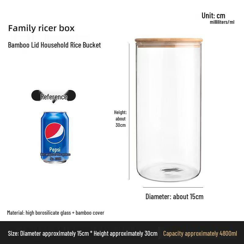 Borosilicate Glass Storage Jar with Bamboo Lid for Cereals, Grains, and Coffee Beans