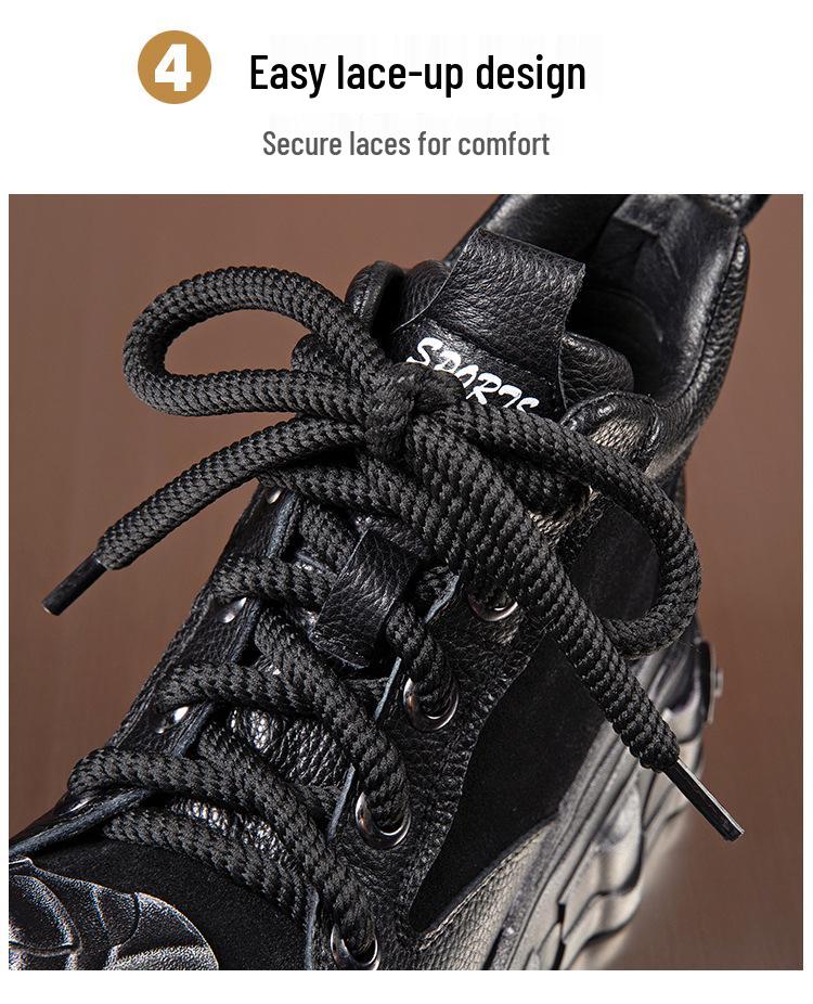 Dámské kotníkové boty z pravé kůže, černé: Lehká, Silná podrážka, Britský styl, Podzim/Zima 2025.