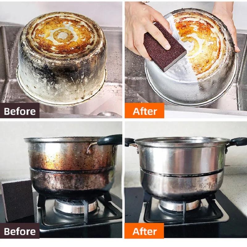 1/3/6pcs Kitchen Sponge Magic Sponge Eraser Carborundum Removing Rust Cleaning Brush Descaling Clean Rub for Cooktop Pot