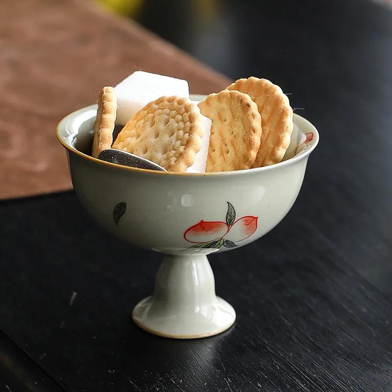Hand Painted High Foot Master Cup Retro Chinese High Foot Tea Cup Single Tea Cup Household Kung Fu Tea Set Tea Cup Bowls Bowl