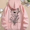 Womens Line Flower Print Loose Hoodie Tops Blouse Sweatshirt Casual Long Sleeve Pullover Tops