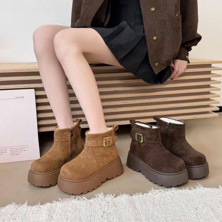 Muffin thick-soled snow boots shoes piled and thickened Northeast cotton boots warm short boots