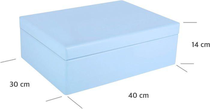 Wooden Storage Box - CREATIVE DECO - Blue - 40 X 30 X 14 Cm - With Lid - Scandinavian Style
