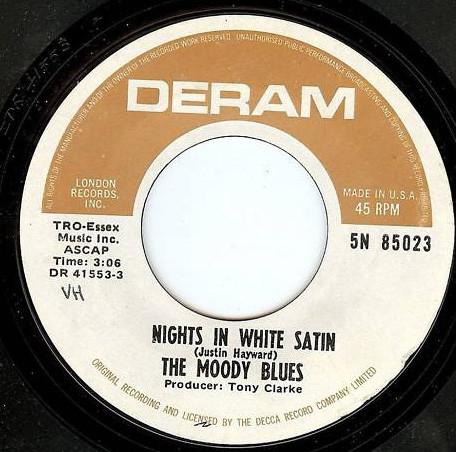 

7inch Record MOODY BLUES - Nights In White Satin 5N85023 Deram 1974 US Rock Used