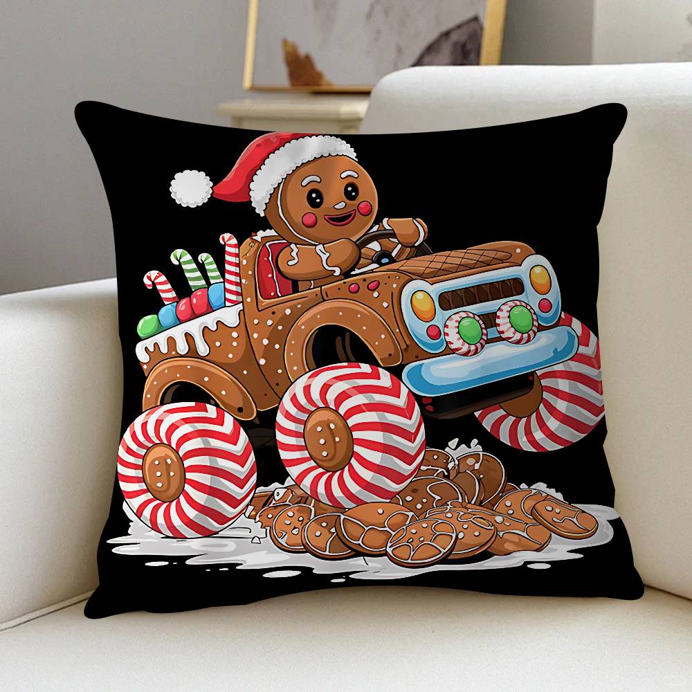 Christmas Gingerbread Man Cushion Cover 30x50 Polyester Sofa Cushions Decorative Throw Pillows Home Decoration Pillowcover