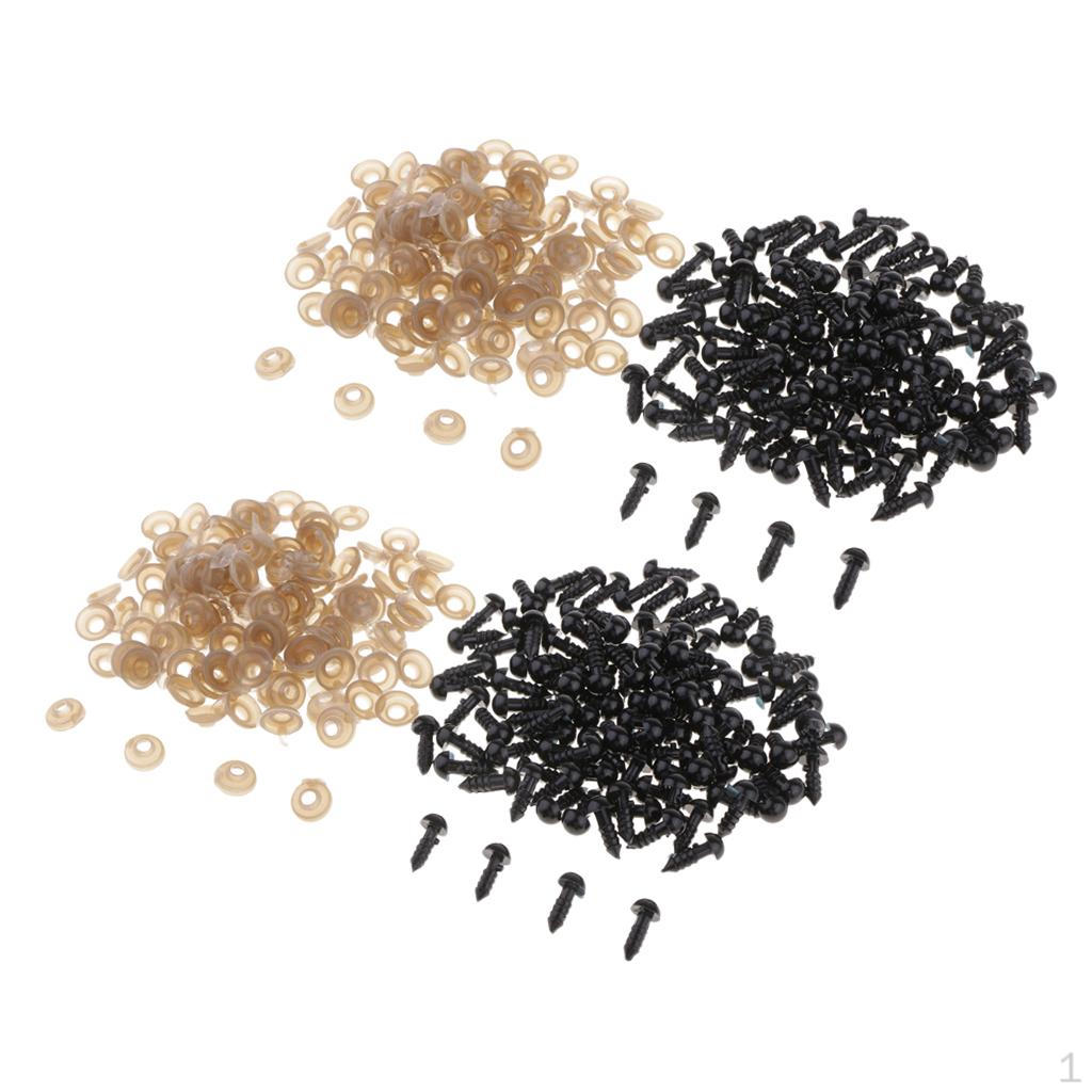 

200 Наборов Черный Пластиковый Безопасный Плюшевый Мишка / Кукла Животное Игрушка Фелтинг