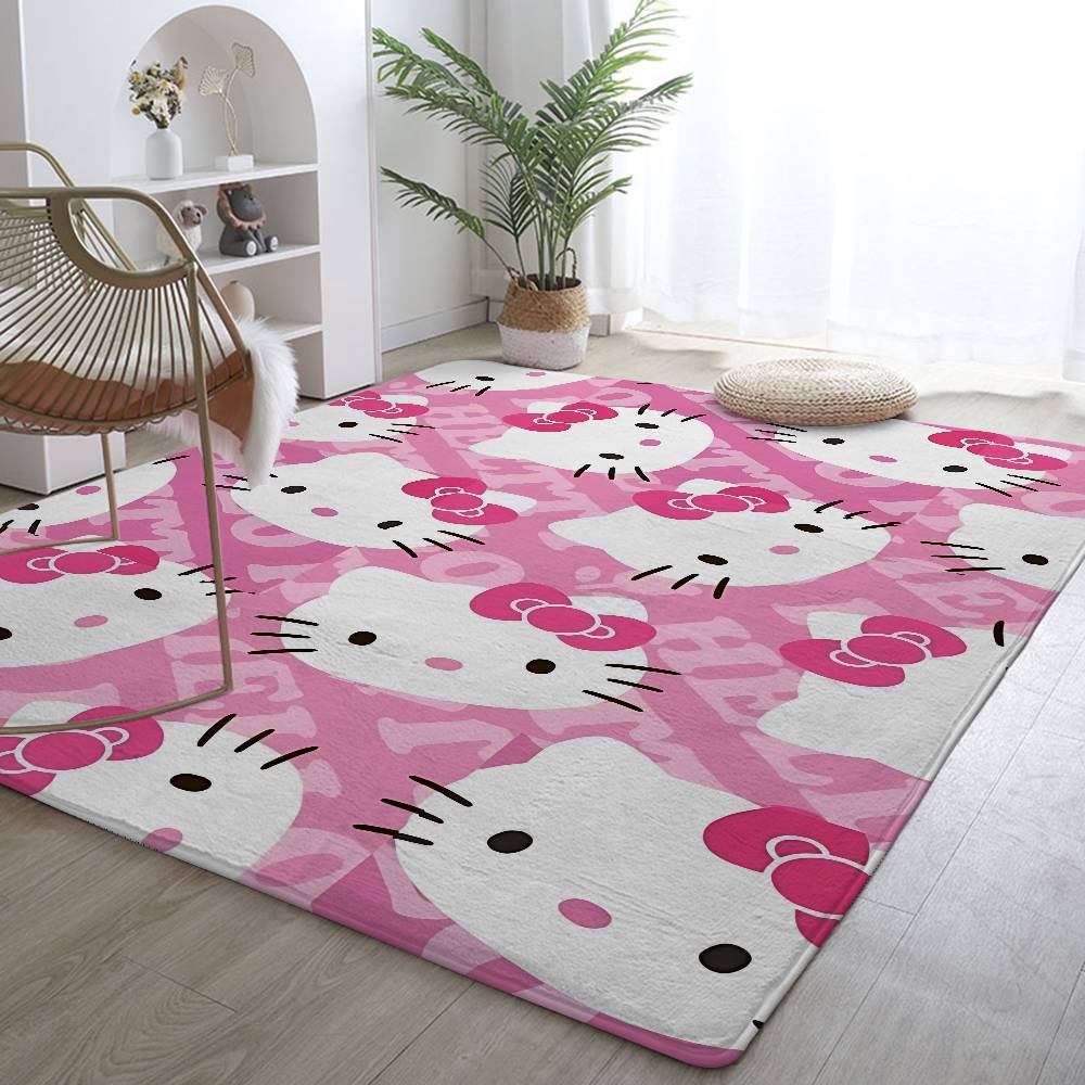 Cute C-hellokitty-S Floor Mat Pattern Printed Flannel Door Mat, Suitable For Bathroom, Living Room, Home Decoration