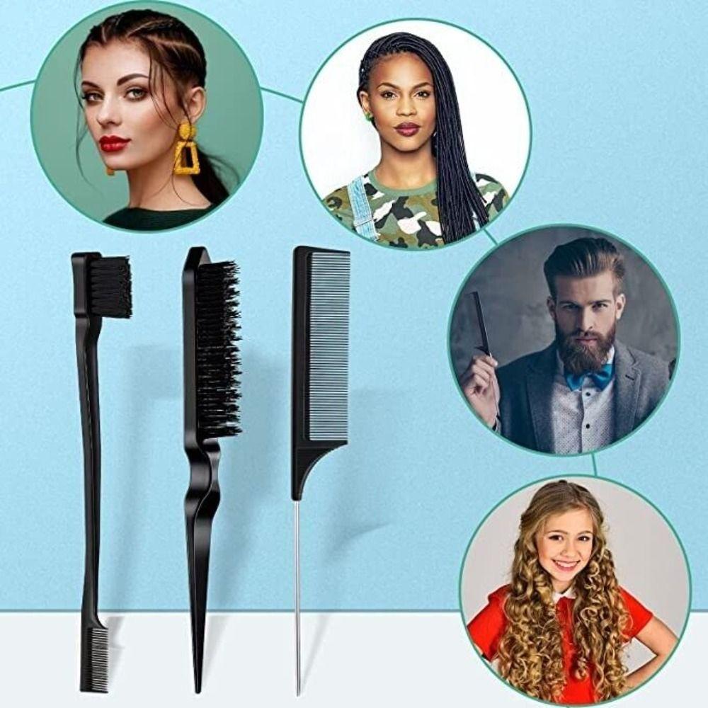 5Pcs/set Edge Brush Hair Styling Comb Set Rat Tail Comb Teasing Brush Slick Brush Set  Styling Tools