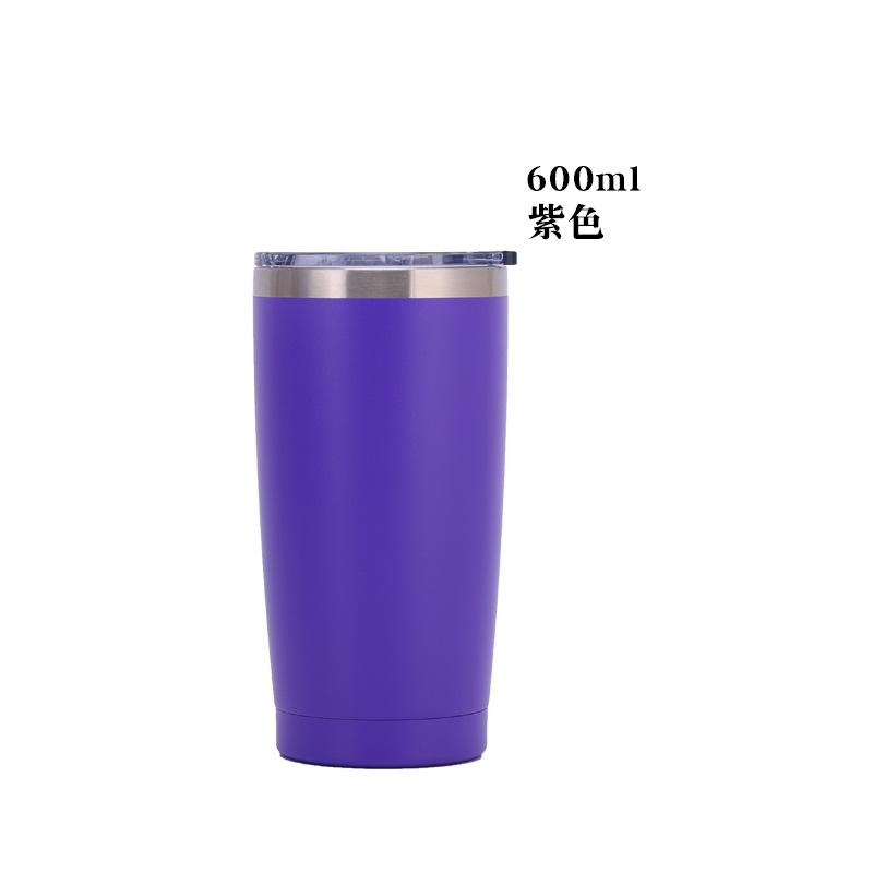 20oz Powder Coated 304 Stainless Steel Car Tumbler, Double Wall Vacuum Insulated Iced Coffee Travel Cup with Sliding Lid