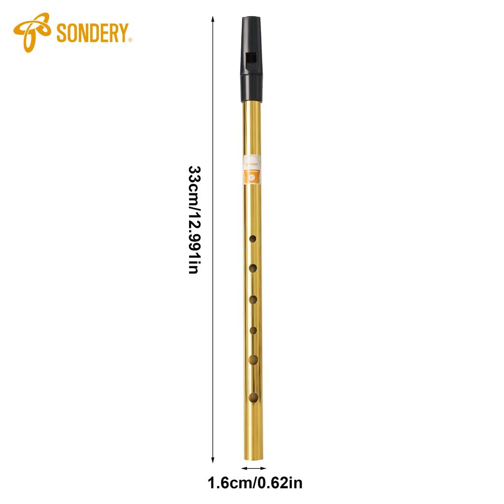 Sondery Tin Whistle, Brass, C Key, Gold