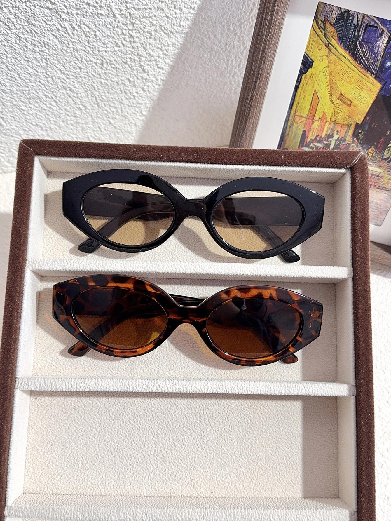 

2Pcs Fashionable Oval Frame Glasses Set Suitable for Any Face Shape, Fashionable and Versatile, Suitable for Both Men and Women
