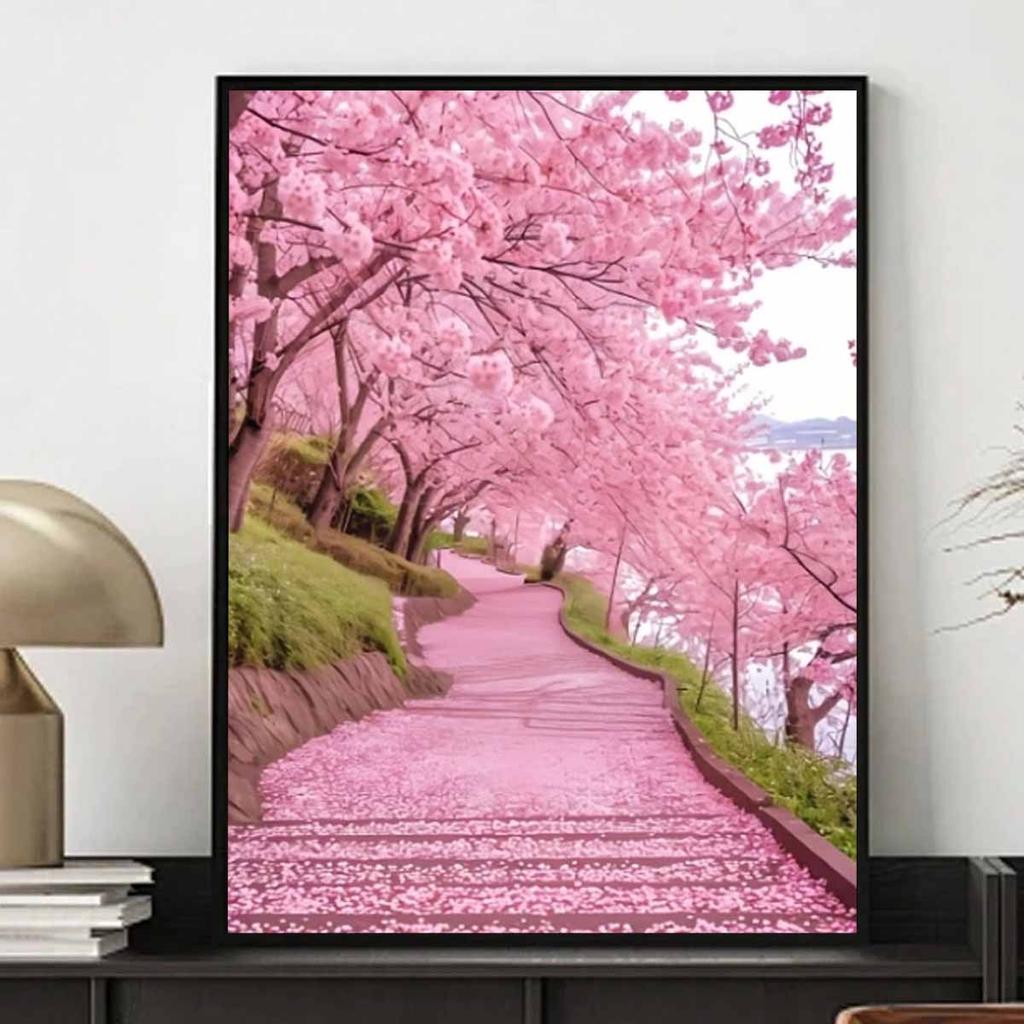 Cherry Blossom Tree Diamond Art Piece Set, 5D Diamond Painting Flower DIY Gem Cross Stitch Crafts and Crafts Decoration Home Wall Ornaments