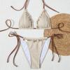 2025 European & American Solid Color Lace-Up Women's Sexy Bikini Swimwear