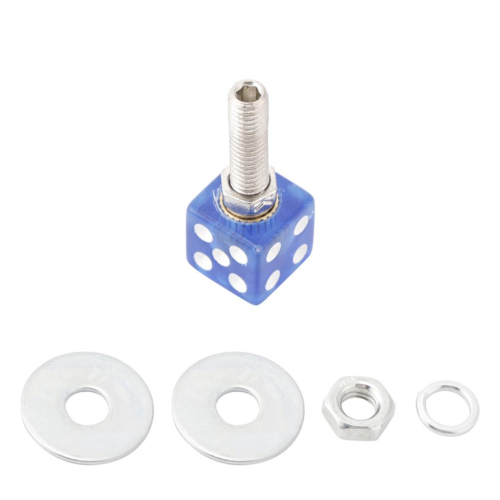 2x Custom DICE License Plate Bolt Screw Blue Plastic Motorcycle Chopper Bobber