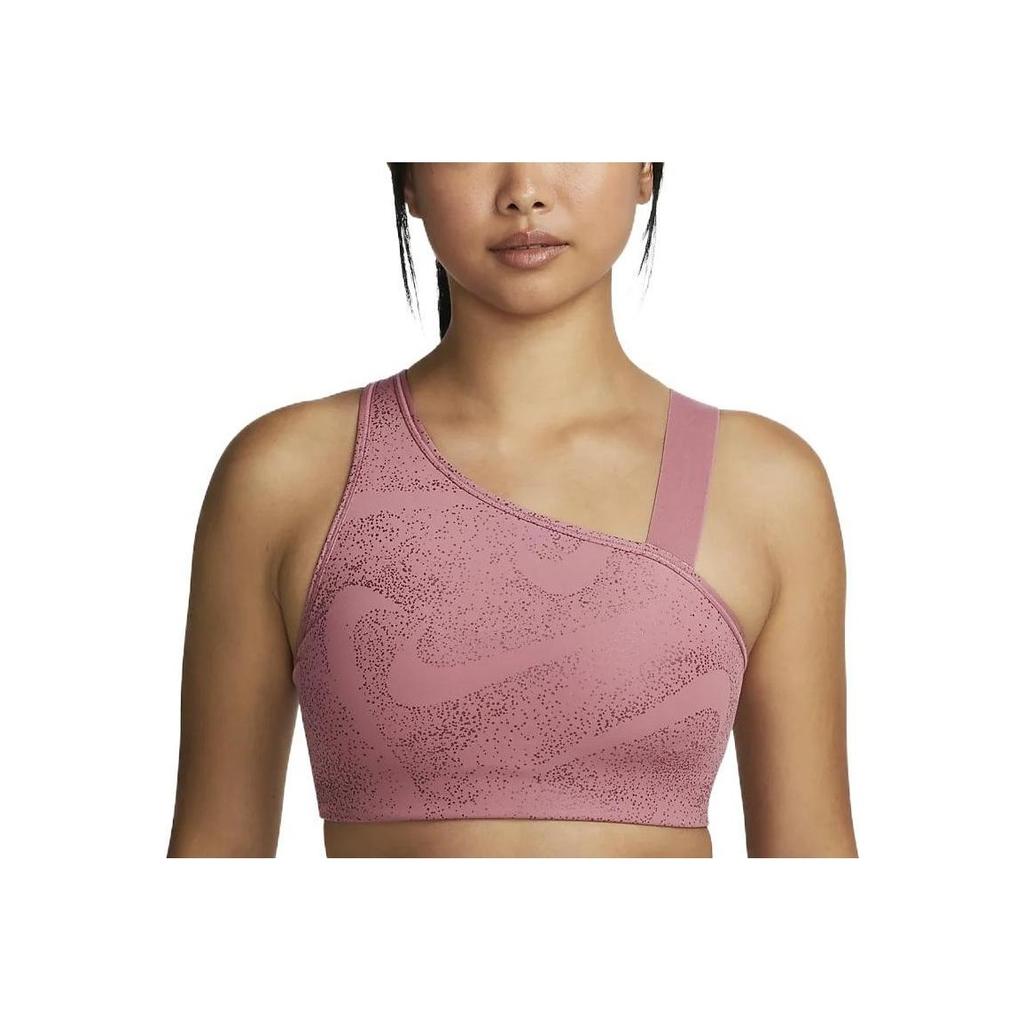 Nike Logo Print Medium Support Padded Asymmetric Sports Bra Women Underwear Pink DQ5243-667