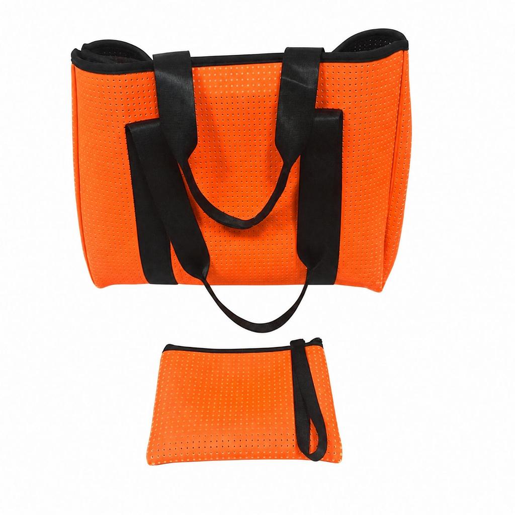 Versatile Open-Top Travel Tote with Wristlet Pouch Roomy Beach