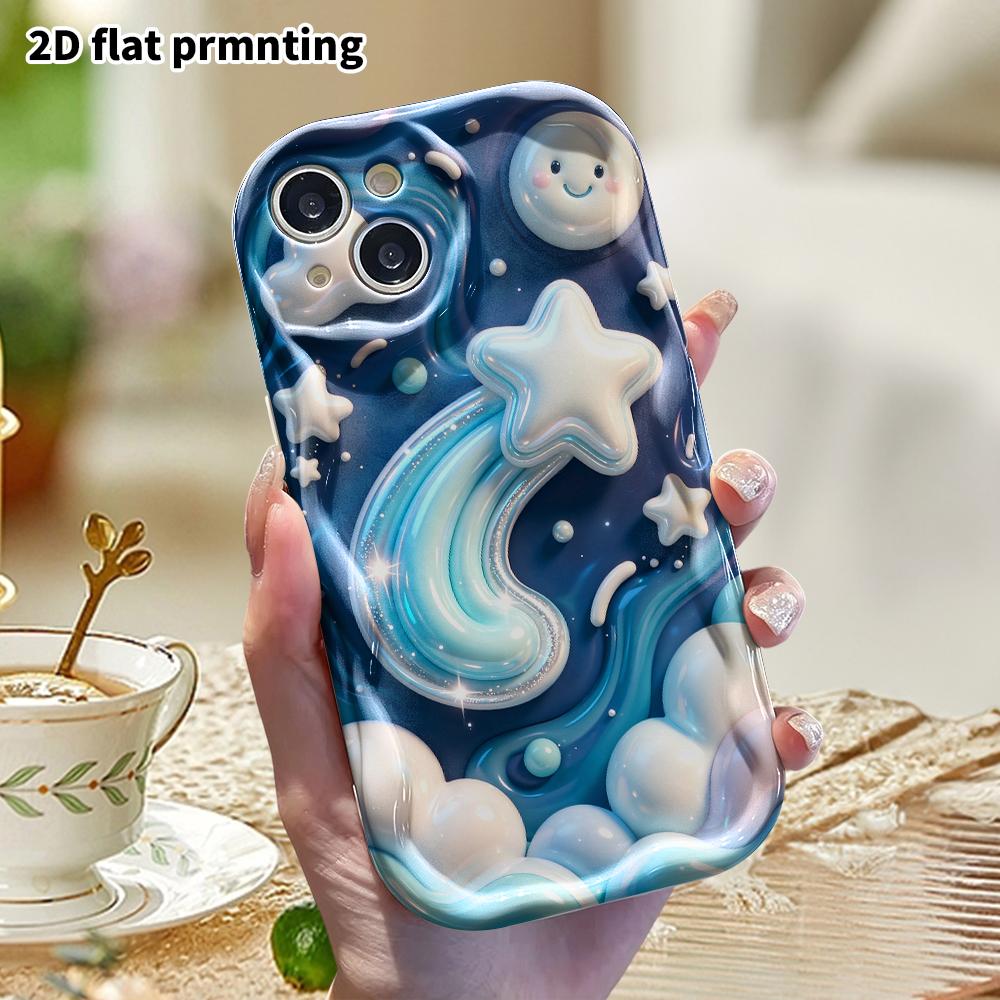 Phone Case: 2D Flat Design Suitable for iPhone 18 17 16 15 14 13 Pro Protective Case, Starry Sky Meteor, Perfect Christmas and Halloween Holiday Gift