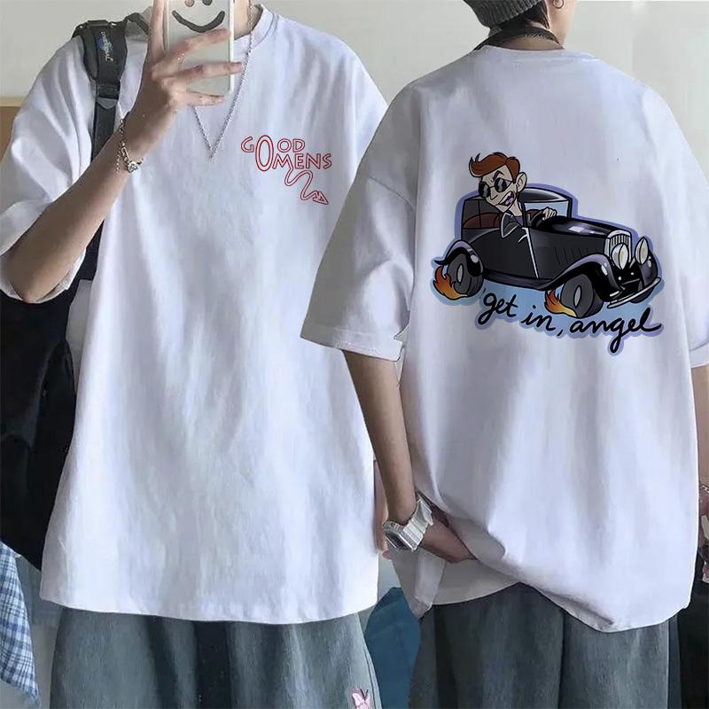 Lustige EU-Größen T-Shirts für Männer Good Omens Cartoon T-Shirt Harajuku T-Shirt Das Ende war nur der Anfang Grafik-Tee Tops Streetwear