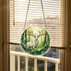 Acrylic Sun Catcher Window Hanging Decoration with Deer Design 2D Round Shape Hanging Ornament for Indoor Outdoor Use
