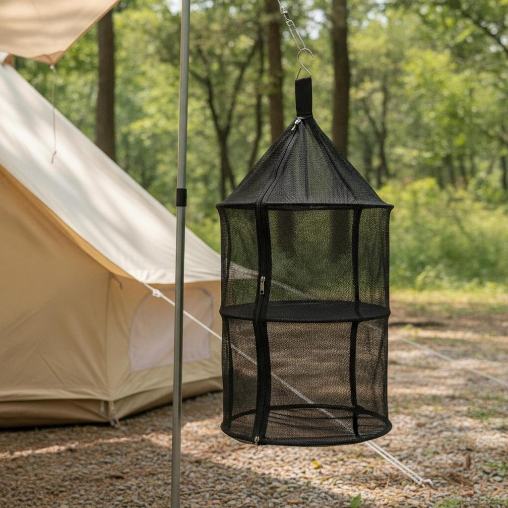 Hanging Drying Net with Slide Fastener Ventilated for Camping, Balcony