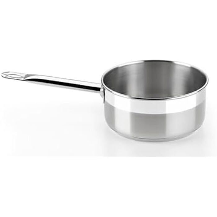 BRA Professionnel - Kasserolle, 12 cm, Rustfritt stål 18/10, Kompatibel med alle varmekilder inkludert induksjon, Grå