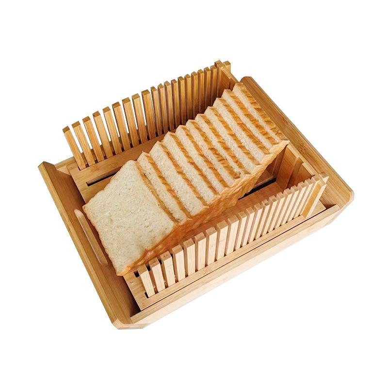

Bamboo Bread Slicer: Home & Commercial Bread Cutting Board for Perfect Toast Slices 38x28x6.5(15.5) cm