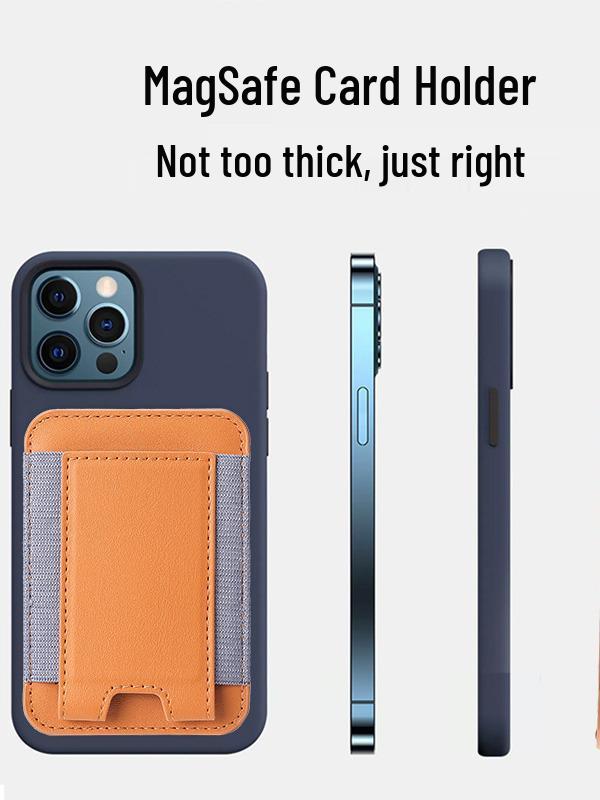 MagSafe Kompatibler iPhone 12/14 Pro Leder-Kartenhalter mit elastischem Band