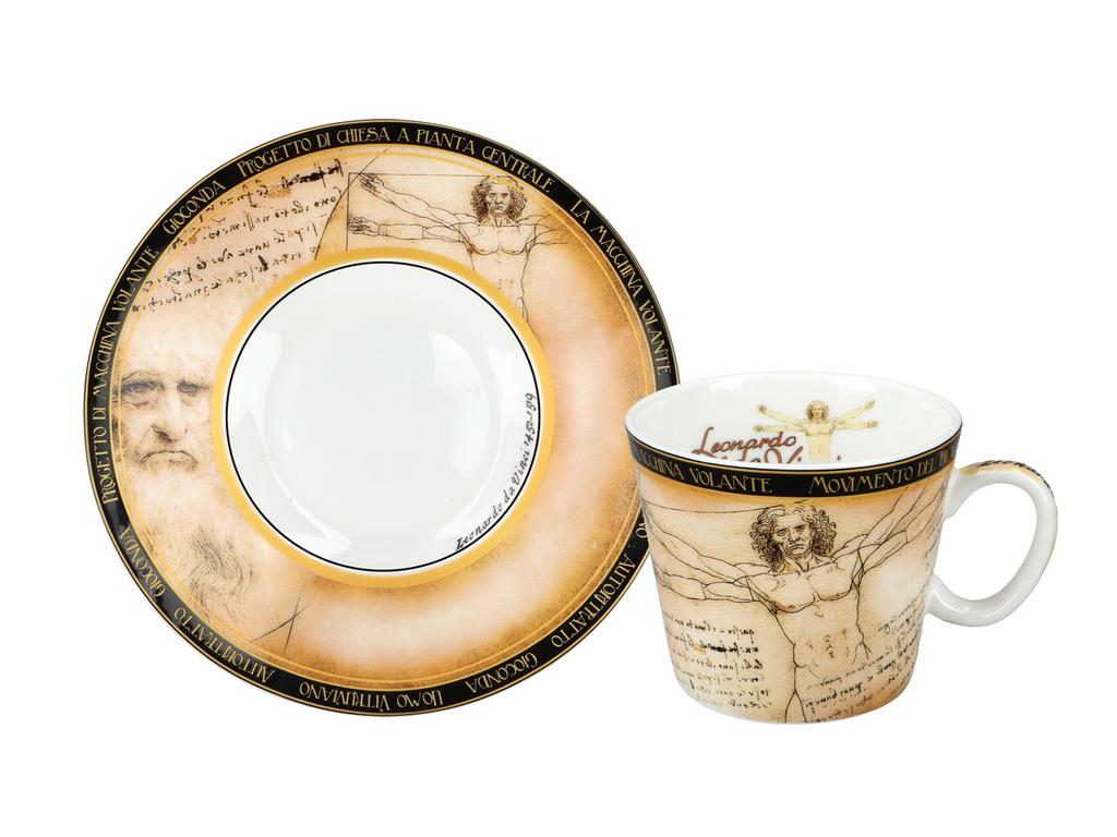 Espresso Cup with Saucer Leonardo Da Vinci Vitruvian Man