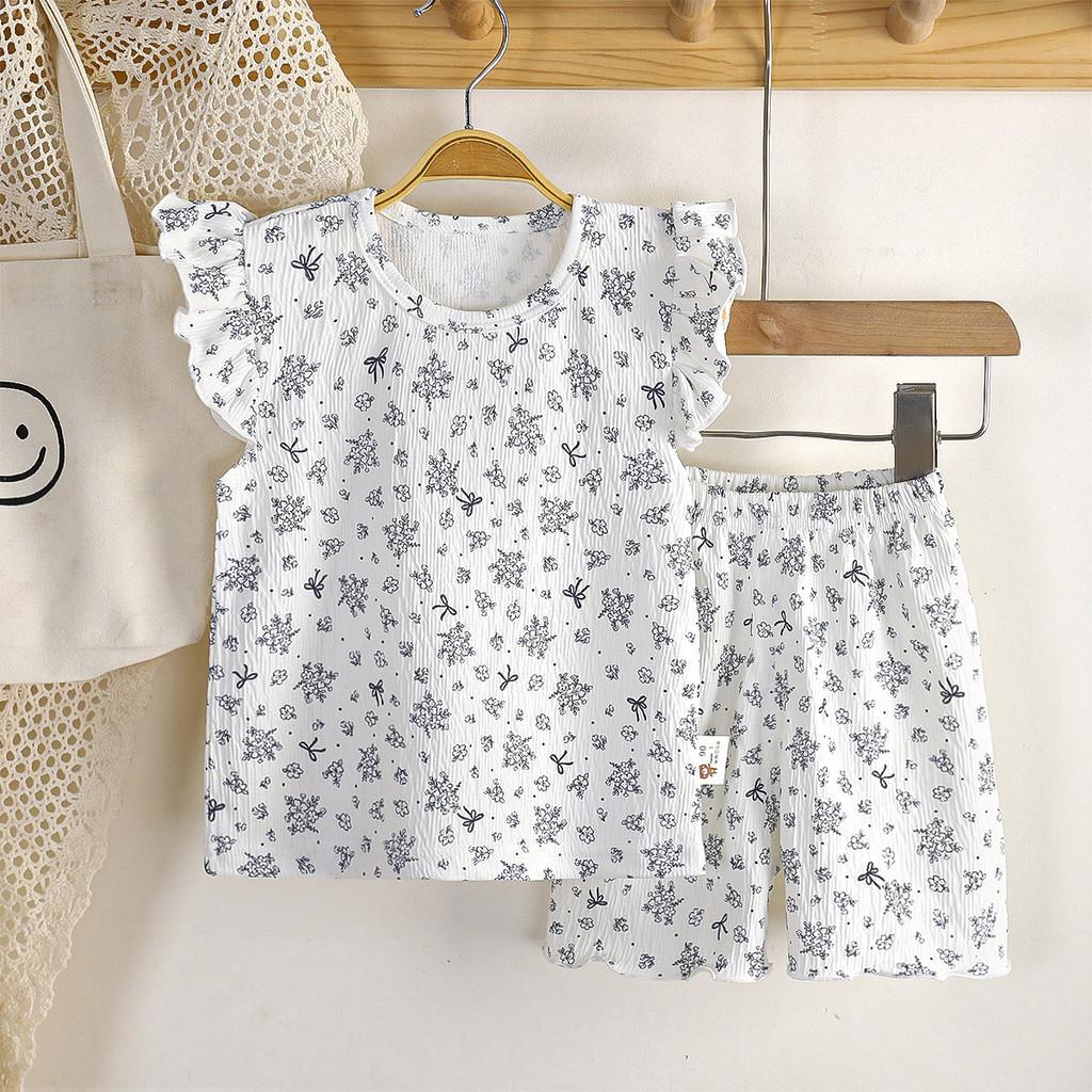 Childrens Summer Girl Pajamas With Short Sleeve Top And Shorts Set For Toddler Girls