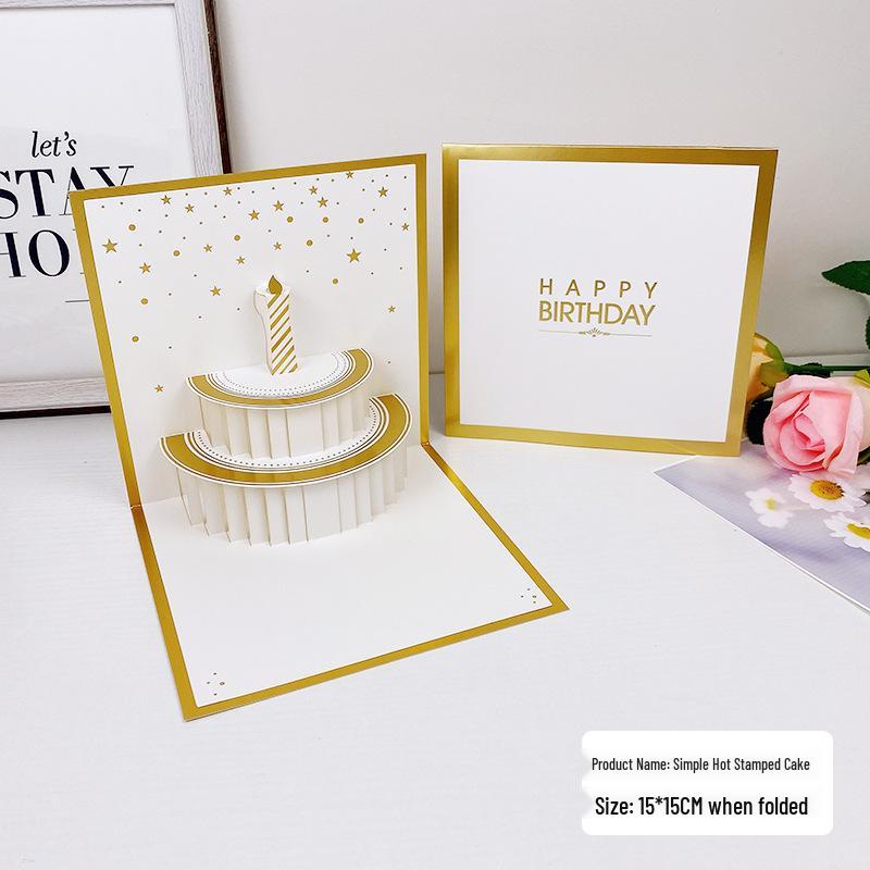 Carte pop-up Gâteau d'anniversaire musical 3D avec lumières colorées et enregistrement