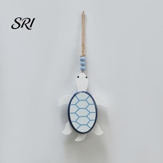 Turtle Coastal Ornament Handmade Wooden Beach Hanging Ornaments Rustic Lobster Crab Marine Animal Decor Seaside Atmosphere Decoration Ocean Theme Wall