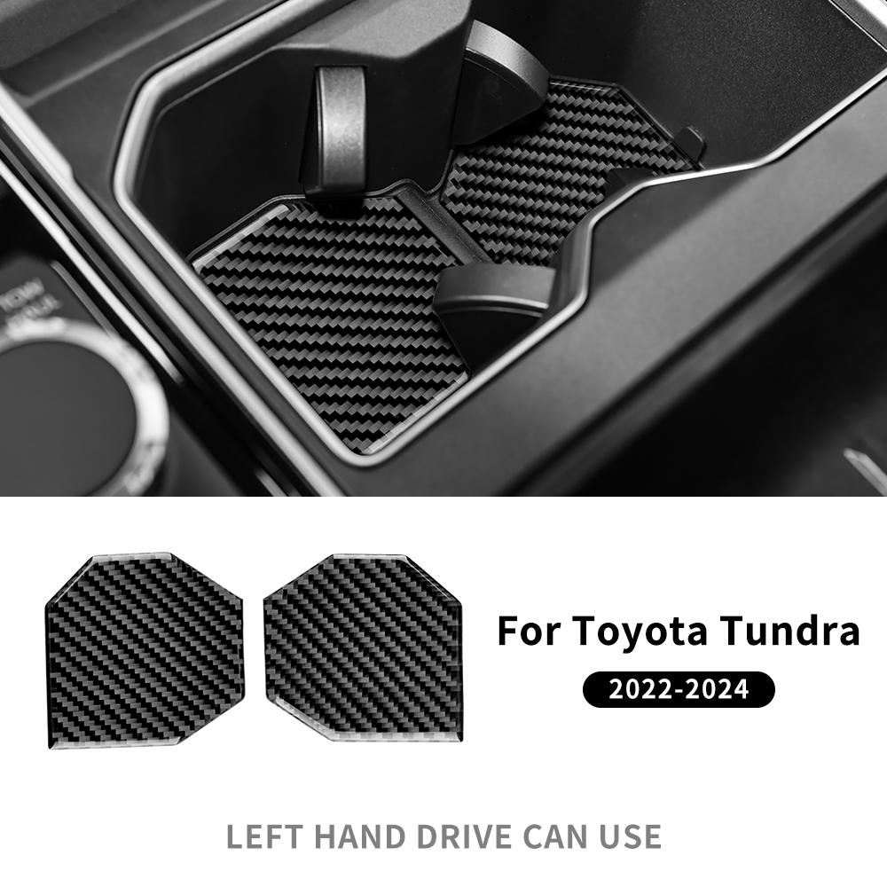 Für Toyota Tundra 2024 Echter weicher Kohlefaser-Auto-Getränkehalter-Rahmen-Pad-Aufkleber Innenraumverkleidung LHD-Zubehör
