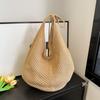 Women Hollow Summer Bag Solid Color Aesthetic Hobo Bag Large Capacity Knitted Tote Handbag Ladies Daily Handbag CLE