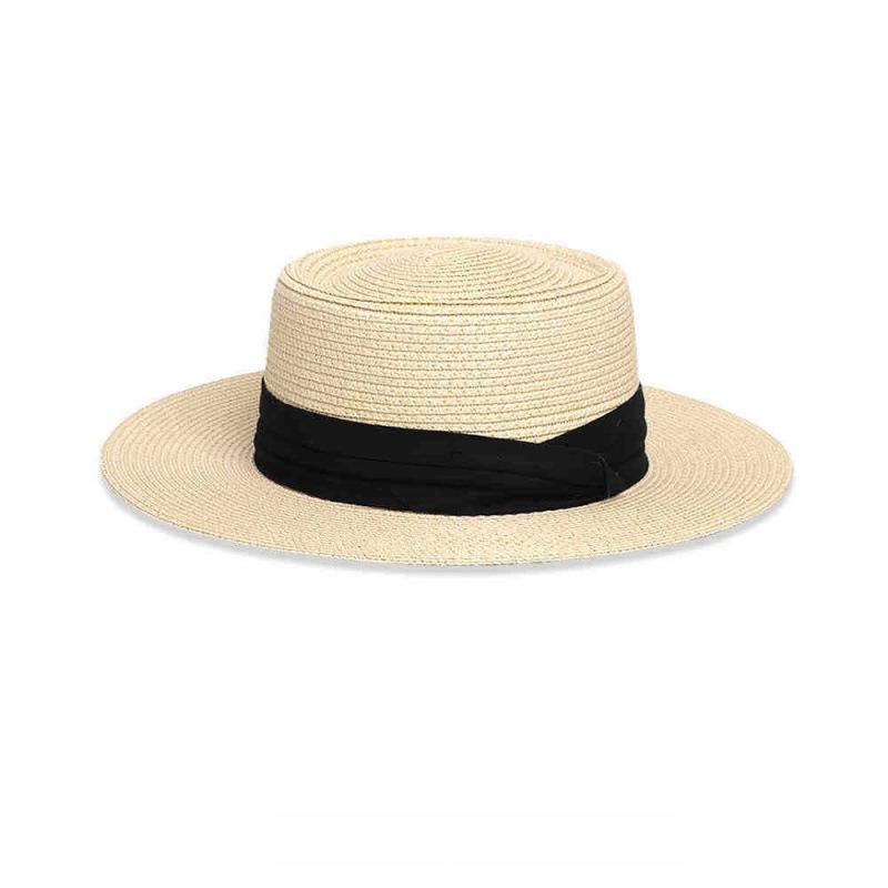 Summer French Flat Top Straw Hat Straw Top Hat Big Brim Sun Hat Seaside Vacation Sun Hat New Sun Protection Hat