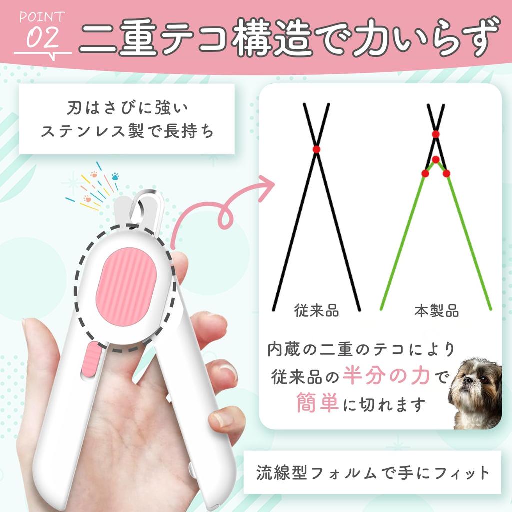 Katzennagelknipser und Nagelfeile mit LED-Licht für kleine Tiere, einfach zu bedienen und perfekt für kleine Tiere und Wellensittiche Hunde, Trimmen, Leicht, Griff, Anfänger,