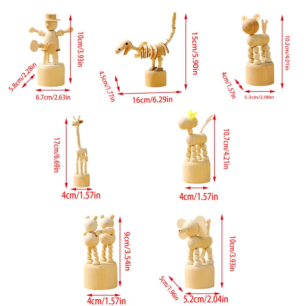 Cartoon Mini Desktop Movable Puppet Figurines Home Decorations Craft Toy Gift for Kids Adult Wooden Animal Ornament