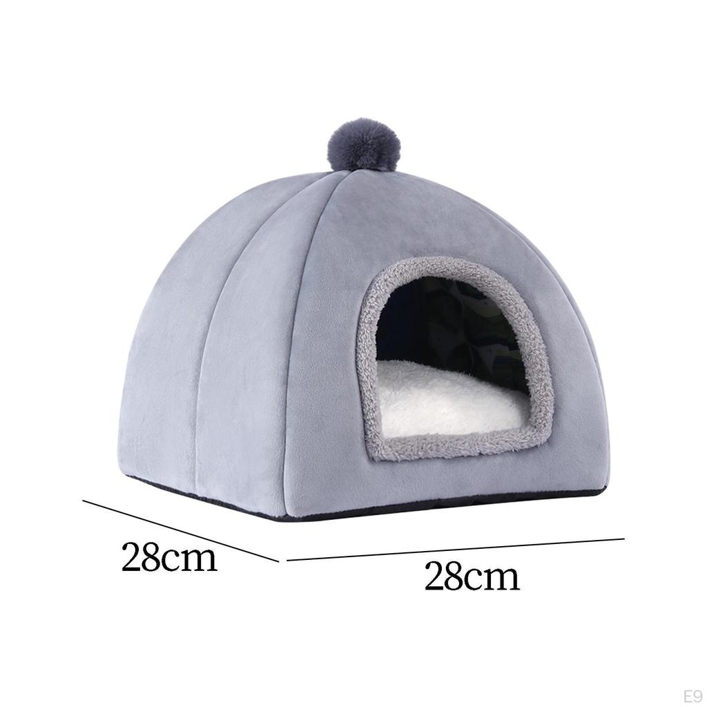 Cat Bed Nest with Removable Washable Cushion Sleeping Semi Enclosed Self Warming