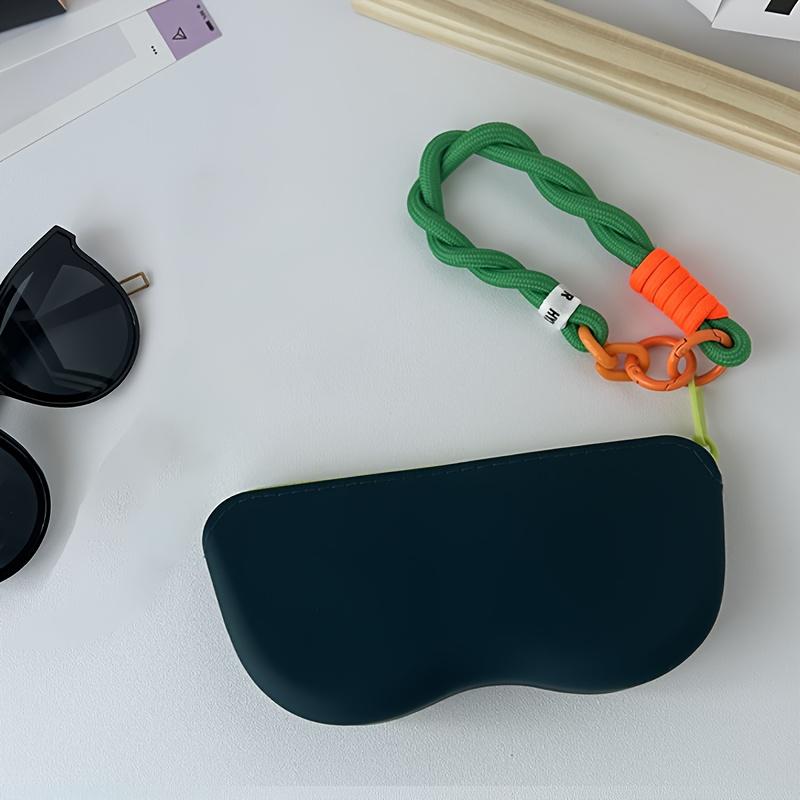 1pc Soft&Lightweight Silicone Glasses Case with Lanyard&Zipper,Portable Storage Pouch&Office,Ideal Gift for Preserving Glasses