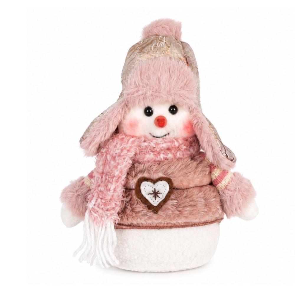 Plush Wearing Hat Snowman Ornament Soft Plush Snowman Statue Window Display