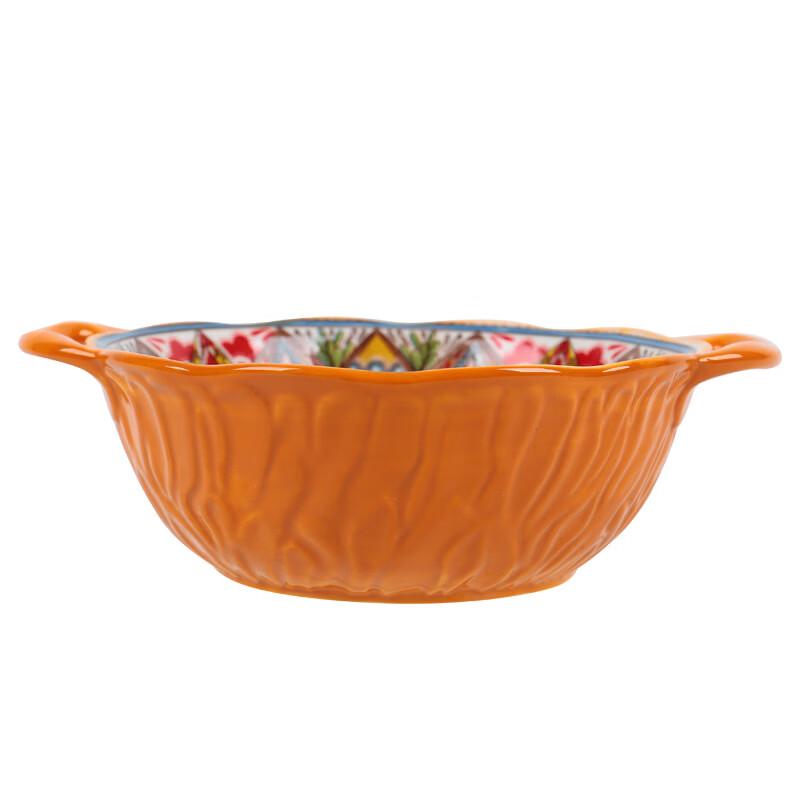 Ru Han Ceramic Earendil 12-inch Underglaze Double Handle Fish Plate