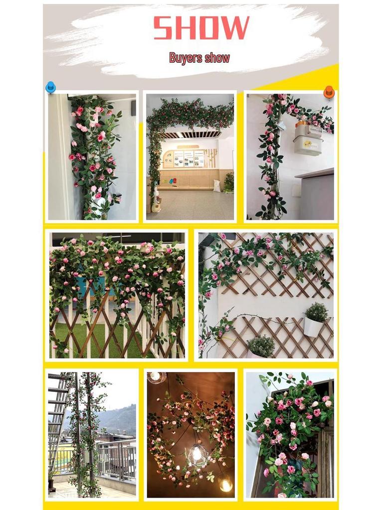 Rose Vine Faux Flower Garland for Air Conditioner, Ceiling, and Wall Decoration